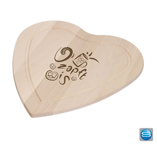 Brotzeitbrett Herz mit Ihrem Logo gravieren