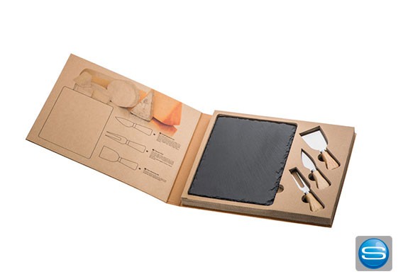 Hochwertiges Käseset mit Ihrer Werbung graviert