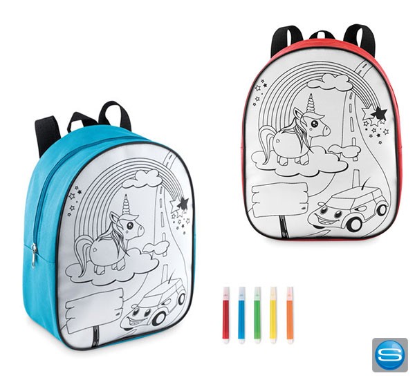 Kinder-Rucksack zum Ausmalen mit Logodruck