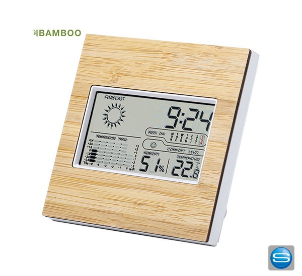 Wecker und Wetterstation mit Bambusfront