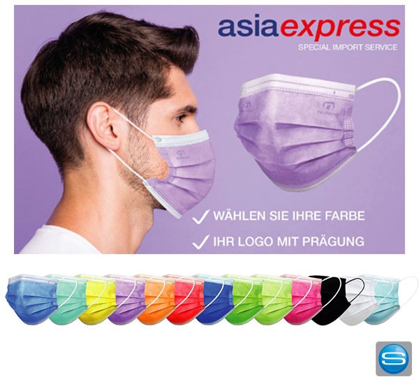 Farbige Einwegmasken mit Logoprägung