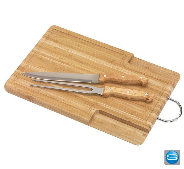 Schneidebrett mit Tranchiermesser als Werbegeschenk
