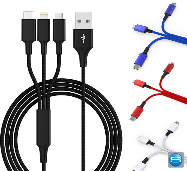 3in1 Ladekabel für alle gängigen Modelle als Werbegeschenk gravieren
