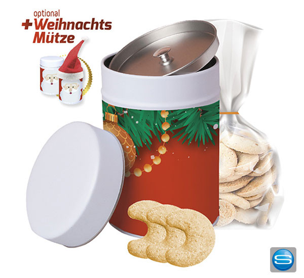 Vanillekipferl in Keksdose mit Ihrem Motiv bedrucken lassen