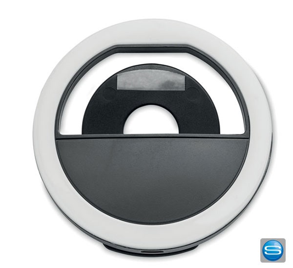 Selfie Ringlicht mit Clip mit 28 LEDs als Werbeartikel mit Logo bedrucken