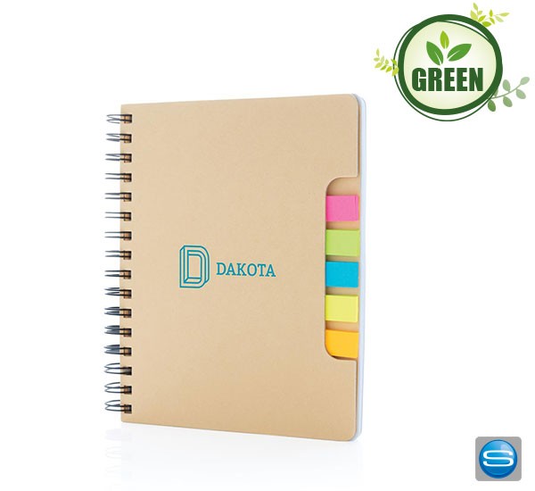 Spiral Notizbuch mit Haftnotizen mit Logodruck